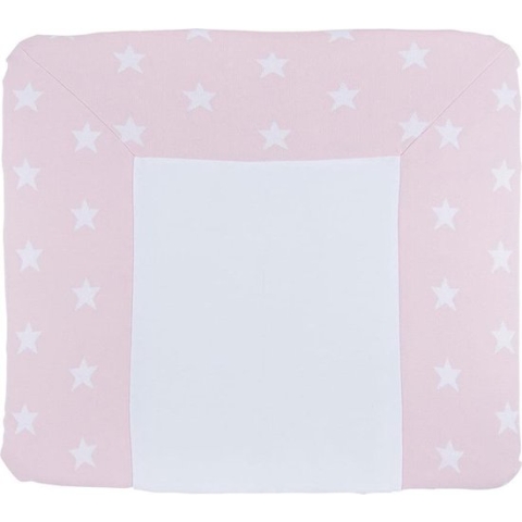 Baby's Only Gebreide baby aankleedkussenhoes - Waskussenhoes - Overtrek verzorgingskussen Star - Baby Roze/Wit - 75x85 cm