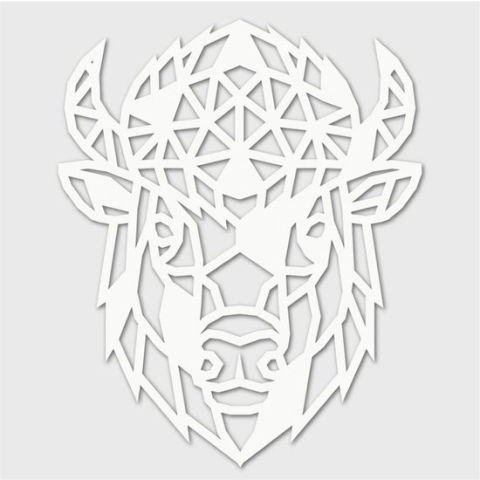 Houten Dierenkop - Bizon - Mega, Wit MDF