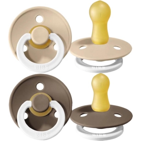 BiBS - Colour Pacifier Glow in the Dark - Stage 1 Fopspeen - 0+ maanden - 2 stuks - Vanilla Night / Dark Oak Night