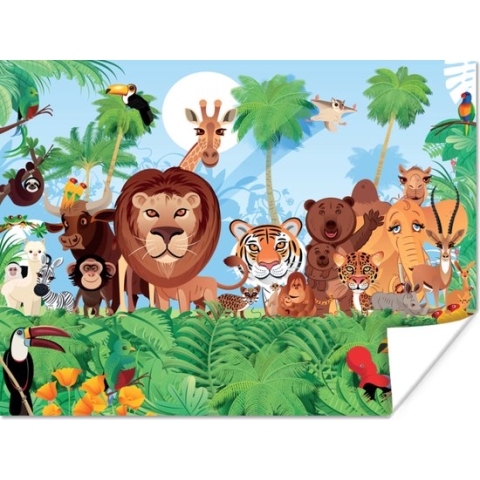 Poster Tropisch - Dieren - Natuur - Jongen - Meiden - Kind - 160x120 cm XXL - Poster Babykamer