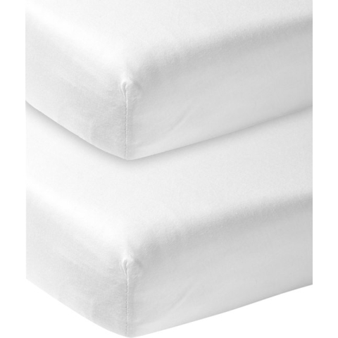 Meyco Baby Uni hoeslaken co-sleeper - 2-pack - white - 50x90cm