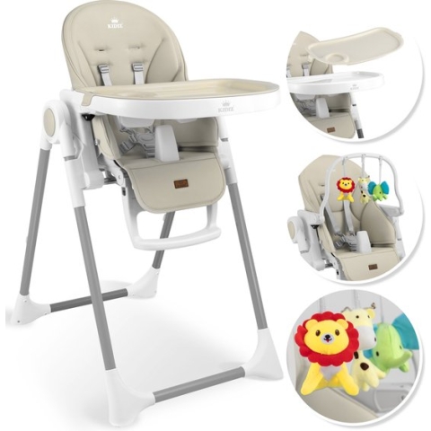 KIDIZ® 3in1 kinderstoel incl. speelbar, Eetstoel, Babystoel, combinatie kinderstoel, 7 in hoogte verstelbare rugleuning, meegroei van 0 maanden tot 6 jaar - Beige