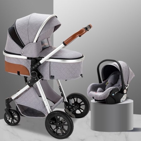 Loft Home Luxe 3-in-1 Kinderwagen - Wandelwagen - Autostoeltje - Buggy - Inklapbaar - Licht Grijs - 0-36 Maanden