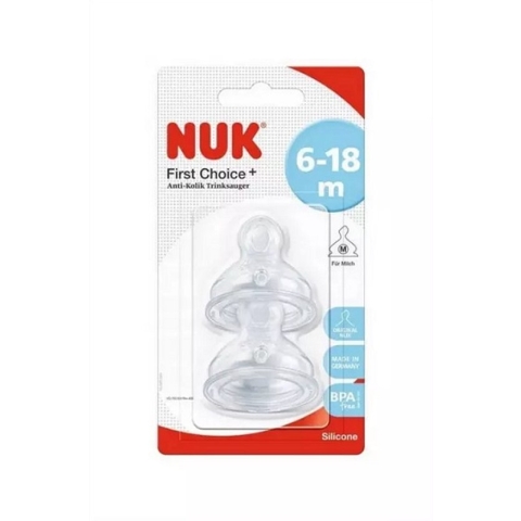 NUK | First Choice | Anti Colic flesspeen siliconen | Air System | 6-18 maanden | 2 stuks XL
