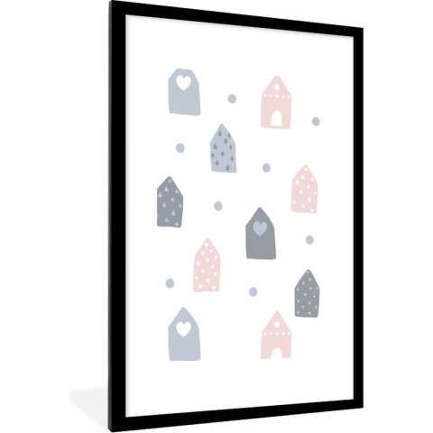 Fotolijst incl. Poster - Huis - Kinderen - Pastel - Jongens - Meisjes - Baby - Kind - 80x120 cm - Posterlijst