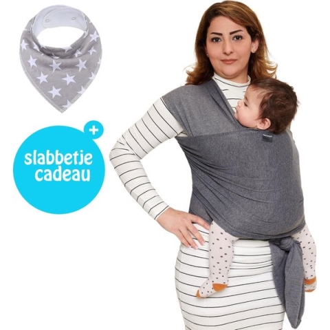 Baby Garden draagdoek grijs - Ergonomisch - Original - Inclusief slabbetje