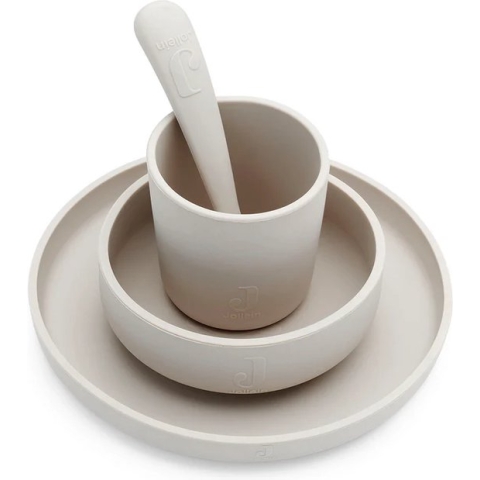Jollein - Kinderserviesset 4-delig (Nougat) - Siliconen - Baby Servies, Baby Bestek - 6-18 maanden