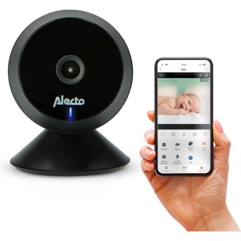 Alecto SMARTBABY5BK - WiFi Babyfoon met HD Camera en App - Push melding bij beweging en geluid - Zwart