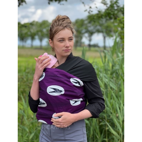 Afrikaanse Print Draagdoek / Draagzak / baby wrap / baby sling - Speed bird paars  - Baby wrap carrier