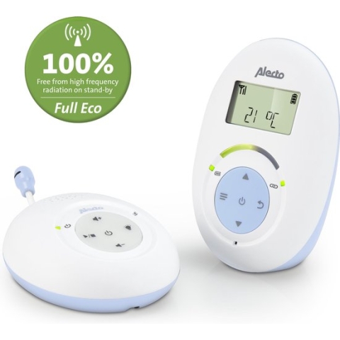 Alecto DBX-112 - Full Eco DECT Babyfoon met Display - Wit/Blauw