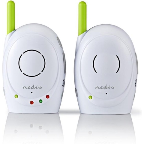 Nedis Audio-Babyfoon - FHSS (Frequency-Hopping Spread Spectrum) - Met terugspreekfunctie - Bereik: 300 m - Batterij Gevoed / Netvoeding - Groen / Wit