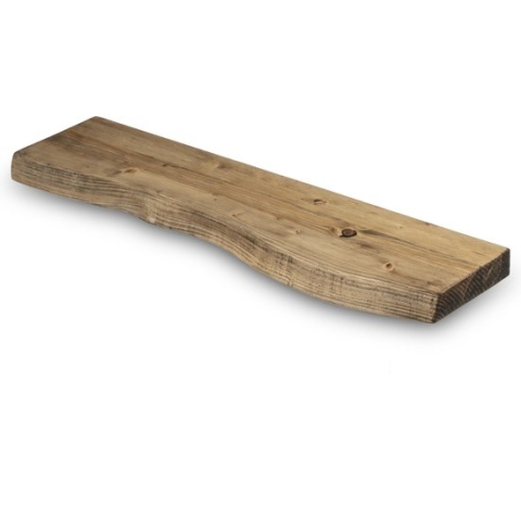 Wandplank Hout Zwevend 80x20 cm - Incl. Bevestigingsmateriaal – Licht Bruin - Boomstam Muurplank – Boekenplank