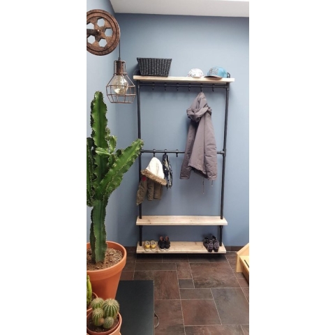 Steigerbuis kapstok | 80cm | 12 haken | wandkapstok | gebruikt steigerhout | industrieel | vintage | robuust | Steigerhouten | Steigerplank | loft