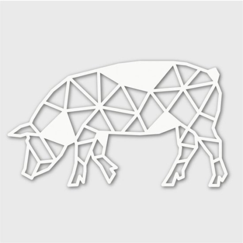 Houten Dierenkop - Varken - Extra Groot, Wit MDF