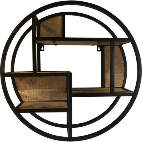 Deco4yourhome® - Wandrek - Rond - 75 cm - 4 Houten Planken - Mangohout - Bestseller - Wandplank - Industrieel - Wandrekken