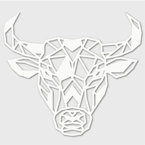 Houten Dierenkop - Stier - Mega, Wit MDF