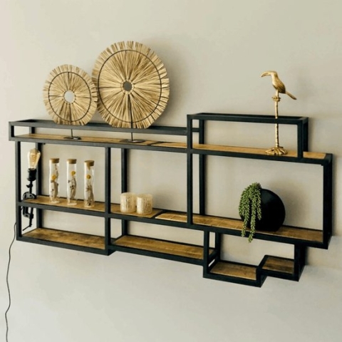 HUUS Wandrek Saar - Luxe wandrek - Bruin - 160x70x16 cm - Wanddecoratie