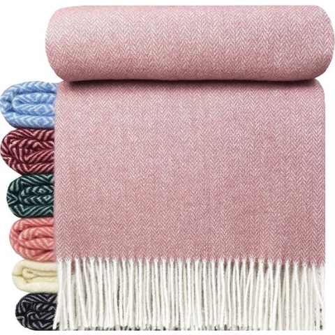 Plaids.shop® Wollen Plaid - HELSINKI - Oud Roze XL (140x200cm) Deken - 100% Wol