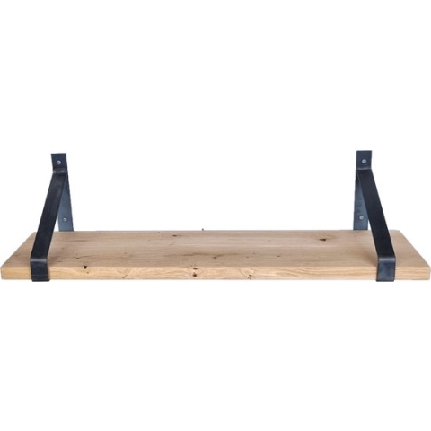 GoudmetHout Massief Eiken Wandplank - 50x30 cm - Industriële Plankdragers - Staal - Zonder Coating