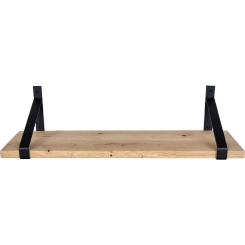 GoudmetHout Massief Eiken Wandplank - 120x30 cm - Industriële Plankdragers - Staal - Mat Zwart - Wandplank industrieel