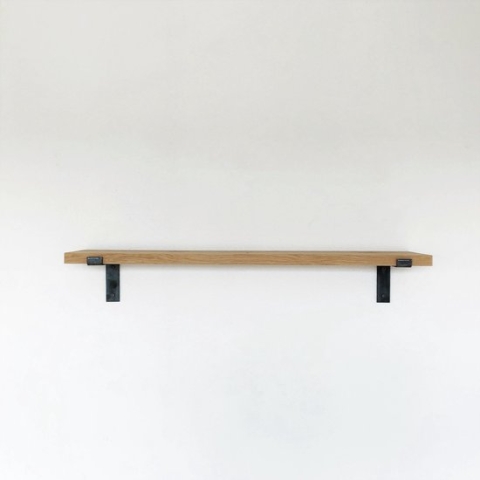 GoudmetHout Massief Eiken Wandplank - 120x20 cm - Industriële Plankdragers L-vorm - Staal - Zonder Coating - Wandplank industrieel