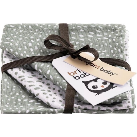 Briljant Baby - Washandjes Hydrofiel Minimal Dots (3pack) - Stone Green