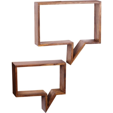 Muurdecoratie - Wanddecoratie - Handgemaakt - Tekstballon - Hout - Donkerbruin - 50x13x49 cm