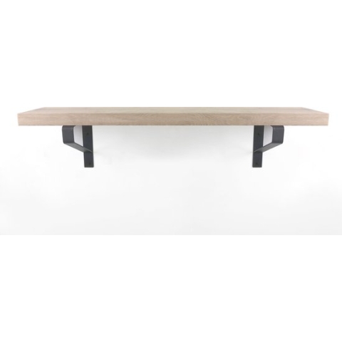 Eiken wandplank 60 x 25 cm inclusief zwarte plankdragers  - Wandplank hout - Wandplank industrieel - Fotoplank