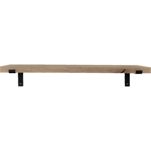 GoudmetHout Massief Eiken Wandplank - 40x25 cm - Industriële Plankdragers L-vorm - Staal - Mat Zwart