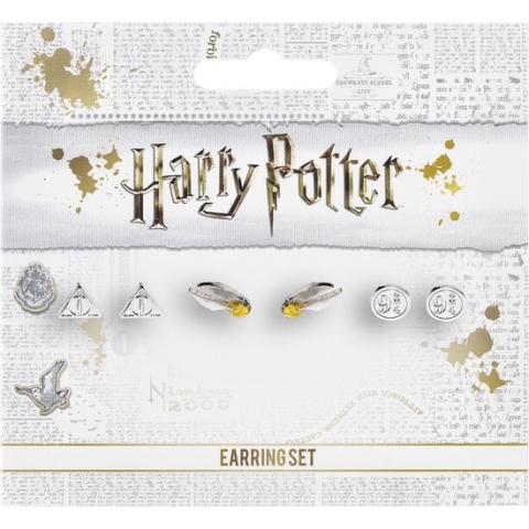 The Carat Shop Stud Earring Set Deathly Hallows / Golden Snitch / Goude Snaai / Platform - Harry Potter Jewelry