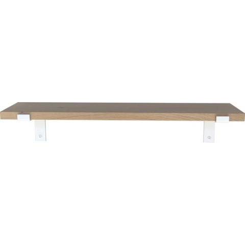 GoudmetHout Massief Eiken Wandplank - 120x20 cm - Industriële Plankdragers L-vorm - Staal - Mat Wit - Wandplank industrieel