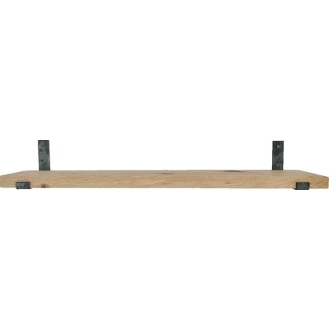 GoudmetHout Massief Eiken Wandplank - 120x25 cm - Industriële Plankdragers L-vorm Up - Staal - Zonder Coating - Wandplank industrieel