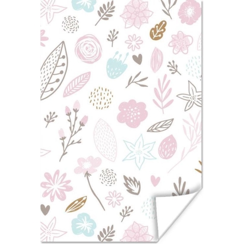 Poster Bloemen - Design - Kinderen - Roze - Meisjes - Baby - Kindje - 120x180 cm XXL - Poster Babykamer