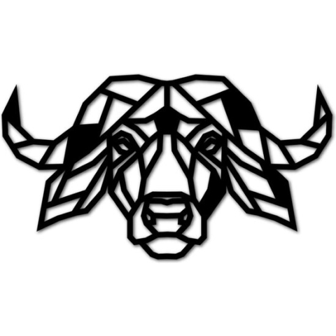 Houten Dierenkop - Buffel - Extra Groot, Zwart MDF