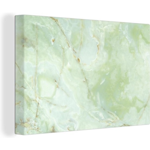 Canvas Schilderij Marmer - Jade - Groen - 120x80 cm - Wanddecoratie