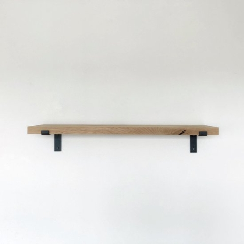 GoudmetHout Massief Eiken Wandplank - 120x25 cm - Industriële Plankdragers L-vorm - Staal - Mat Blank - Wandplank industrieel