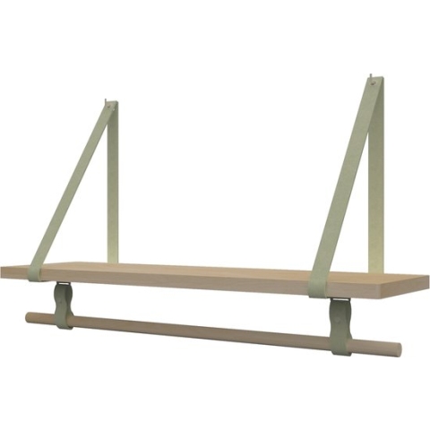 Plankje Roe 70cm - Handles and more® | SUEDE JADE (Complete set: leren plankdragers + plank eikenhout + roede)