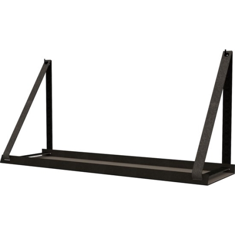 Handles and more - Stalen wandplank zwart 98cm + leren plankdragers Vintage Grey