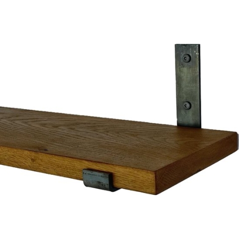 GoudmetHout Massief Eiken Wandplank - 50x20 cm - Donker eiken - Industriële plankdragers L-vorm UP zonder coating - Staal - Wandplank Hout