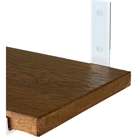 GoudmetHout Massief Eiken Wandplank - 80x25 cm - Donker eiken - Industriële plankdragers L-vorm UP mat wit - Staal - Wandplank Hout
