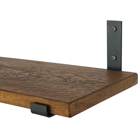 GoudmetHout Massief Eiken Wandplank - 60x25 cm - Donker eiken - Industriële plankdragers L-vorm UP mat blank - Staal - Wandplank Hout