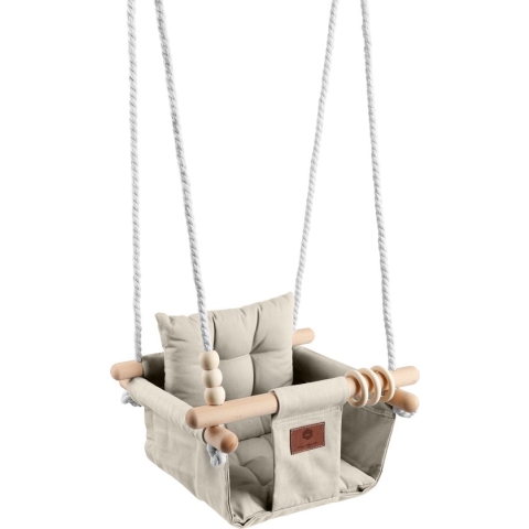 Luxe Baby / Kinder Schommel voor binnen of buiten! - Baby Swing Zandkleur - Schommelstoel inclusief Zachte Kussens, Veiligheidsriem en Bevestigingsmaterialen - Gemonteerd Verzonden!
