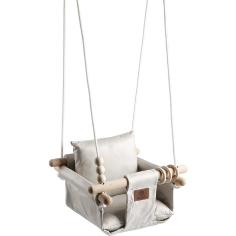 Luxe Baby / Kinder Schommel voor binnen of buiten! - Baby Swing Off-White - Schommelstoel inclusief Zachte Kussens, Veiligheidsriem en Bevestigingsmaterialen - Gemonteerd Verzonden!