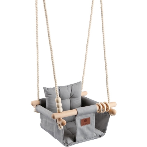 Luxe Baby / Kinder Schommel voor binnen of buiten! - Baby Swing Licht Grijs - Schommelstoel inclusief Zachte Kussens, Veiligheidsriem en Bevestigingsmaterialen - Gemonteerd Verzonden!