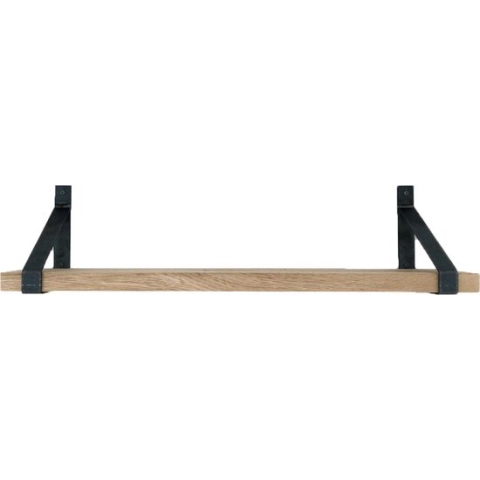 GoudmetHout - Massief eiken wandplank - 180 x 25 cm - Licht Eiken - Inclusief industriële plankdragers Geen Coating - lange boekenplank