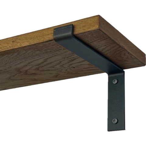 GoudmetHout Massief Eiken Wandplank - 120x20 cm - Donker eiken - Industriële plankdragers L-vorm mat blank - Staal - Wandplank Hout