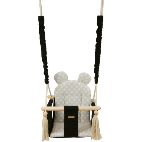 Baby schommel - hout - zwart crème met diamant - tot 20 kg