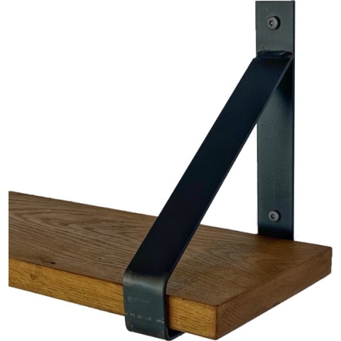 GoudmetHout Massief Eiken Wandplank - 140x20 cm - Donker eiken - Industriële plankdragers - mat blank - Staal - Wandplank hout