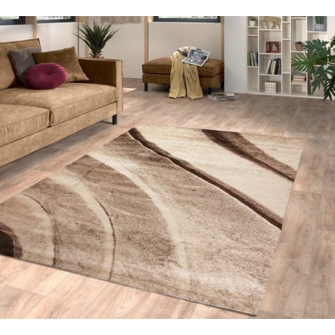 Flycarpets Lima Vloerkleed - 240x340 cm - Bruin / Beige - Polypropyleen - Voor binnen - Designer - Rechthoek - Modern - Woonkamer - Laagpolig