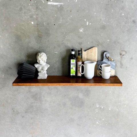 GoudmetHout - Zwevende wandplank - Blinde montage - eiken - 120 x 30 cm - donker eiken - zwevende boekenplank - Incl. bevestiging